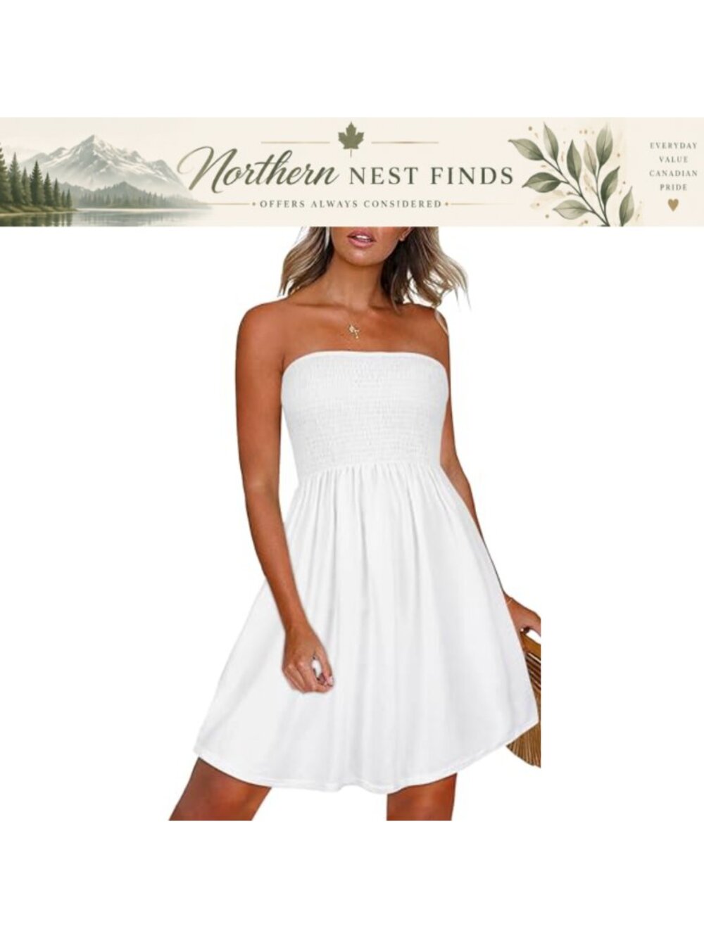 Women's Strapless Boho Sundress Knee-Length Beach Cover-Up